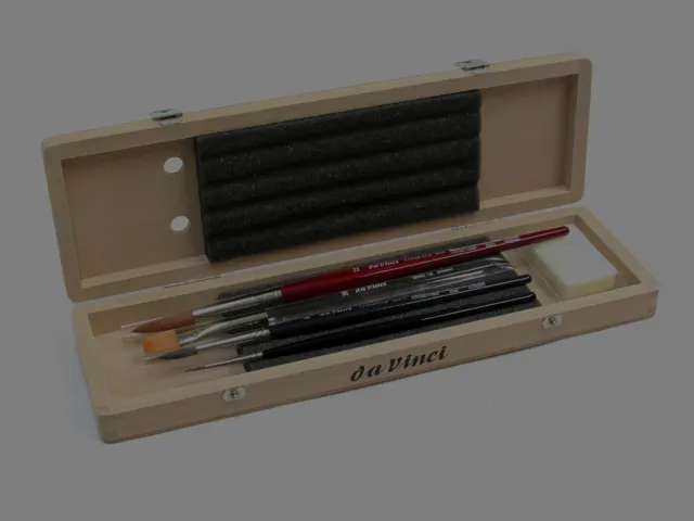 Da Vinci - set pennelli per acquarello in astuccio di legno con sapone - 5260