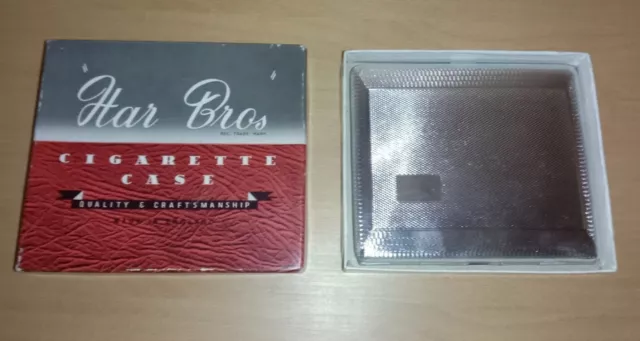 Vintage 1940's Chrome Metal Har-Bro New In Box Made in England Cigarette Case 