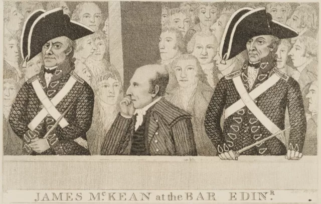 J. KAY (1742-1826), James Mc. Kean auf Anklagebank,  1796, Rad. Klassizismus