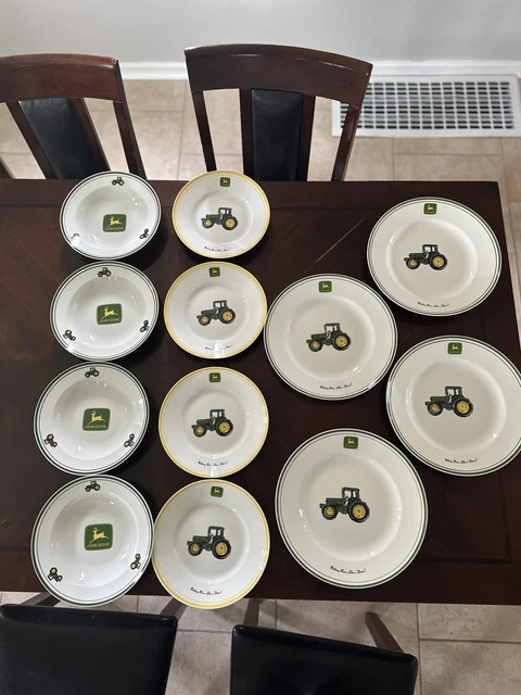 Gibson John Deere Dinnerware 12 Piece Set Dinner Plates Salad Plates and Bowls.