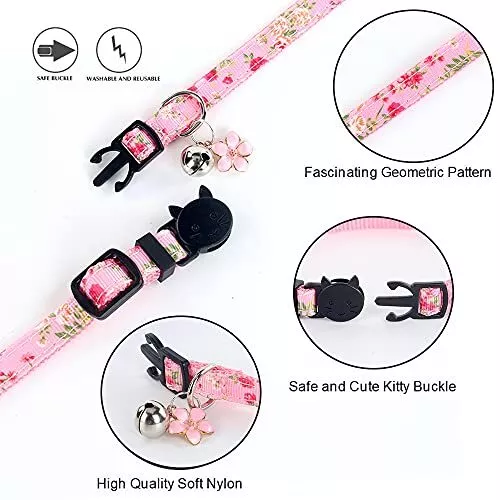 NISYYE Breakaway Cat Collar with Bell 4 Pack Safety Adjustable Cat Collars Set 3