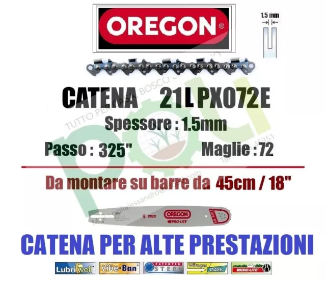 OREGON 21LPX072E CATENA MOTOSEGA PASSO .325  SPESSORE 1,5mm 72 MAGLIE