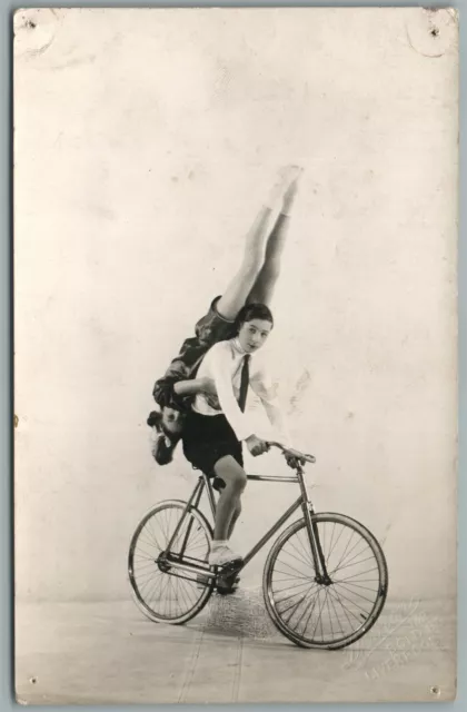 Bicycle Circus Four Wonder Wheels 1935 Vintage Real Photo Postcard Rppc