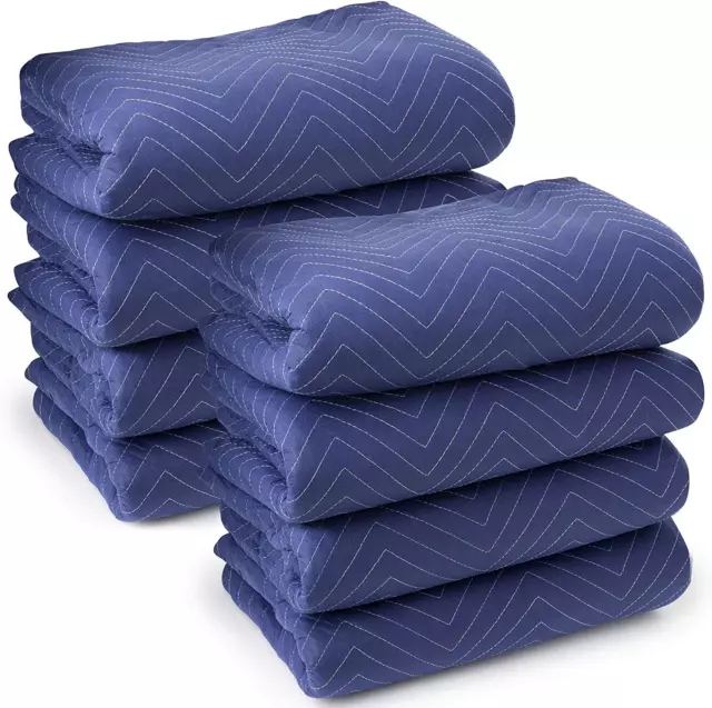 8 Moving & Packing Blankets - Deluxe Pro - 80" X 72" (40 Lb/Dz Weight) - Profess