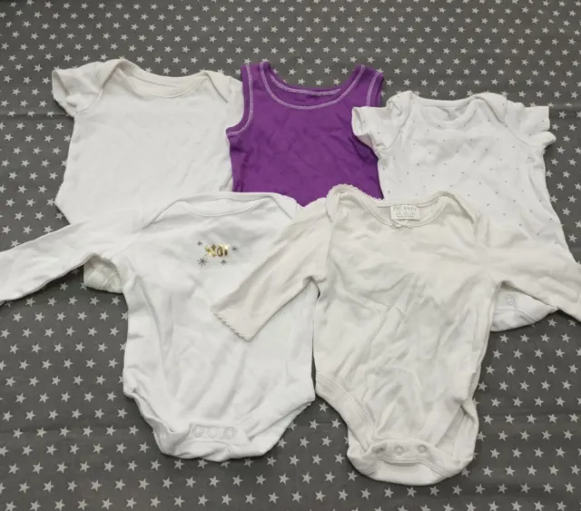 Baby Girls Bundle Of 5 Bodysuits Vests Newborn Short And Long Sleeved