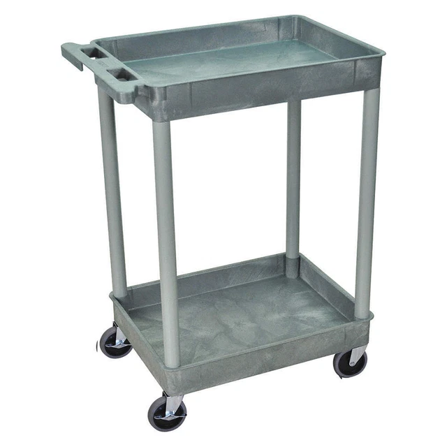 GRAINGER APPROVED STC11-G Utility Cart,300 lb. Cap.,PE,2 Shelves