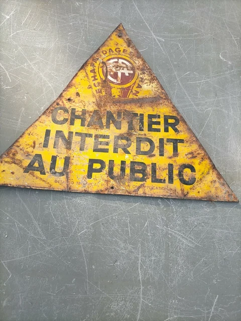 Plaque Emaillee Chantier Interdit Au Public À VENDRE! - FR