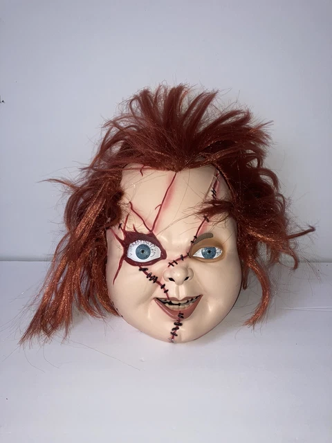 Scarred Chucky Plastic Mask w/ Hair Costume Adult Size Universal Studios Chuckie