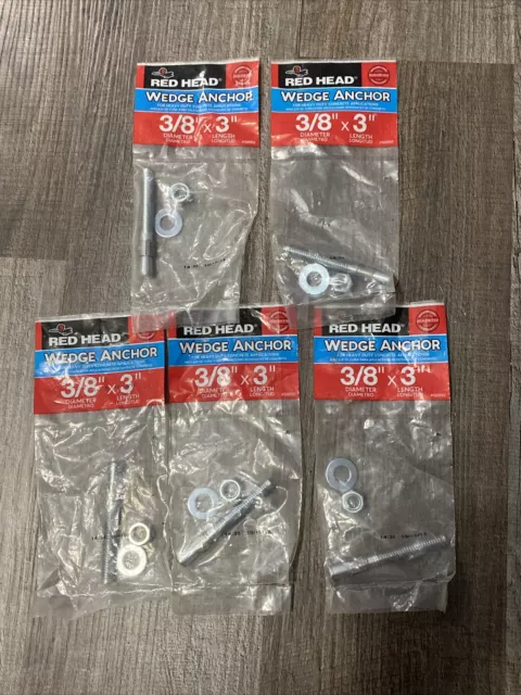 RED HEAD 50093 3/8-in x 3-3/4-in Steel Concrete Wedge Anchors Set of 5