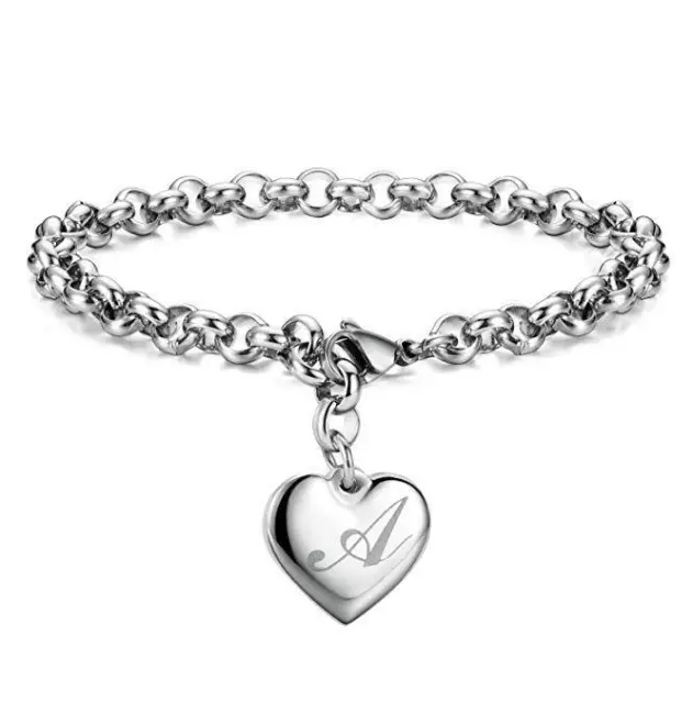 Silver Women Alphabet Letter Initial Friendship Bridesmaid Gift Chain Bracelet