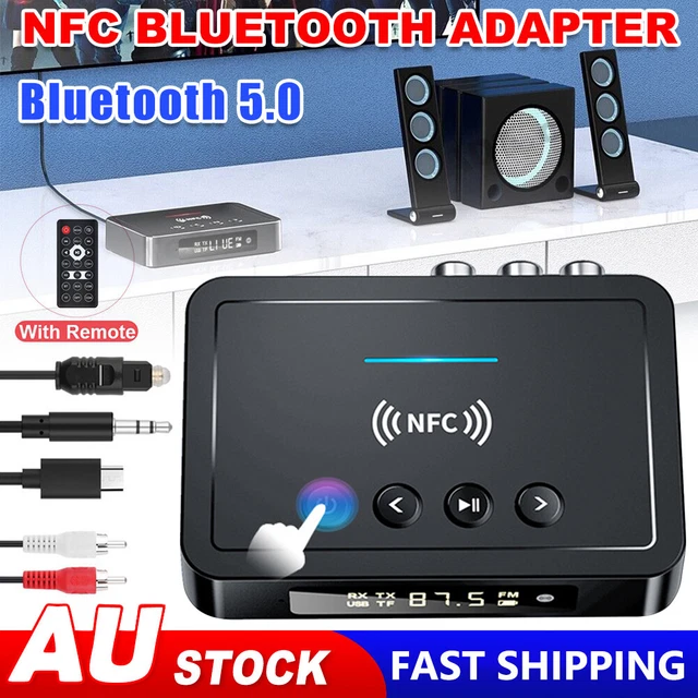 Bluetooth Receiver 5.0 NFC Transmitter Wireless RCA to 3.5mm Aux Audio Adapter
