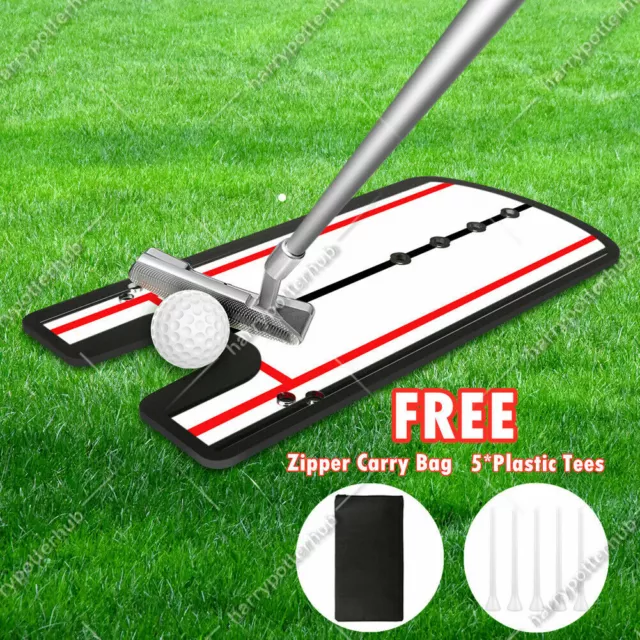 Golf Putting Alignment Mirror with Hole Putting Cup Portable Swing Training Aid