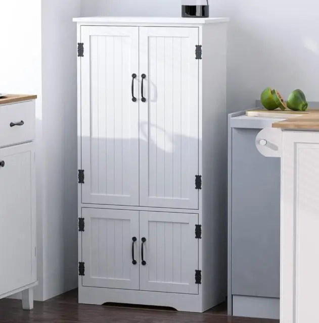 Free Standing Kitchen Larder Pantry Cupboard Cabinet Storage Unit Utility White