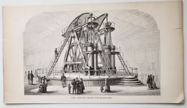 Vintage Engraving Print: The Corliss Beam Steam Engine 1890!