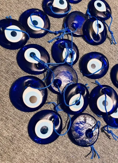 Pack of 5 Turkish Blue Evil Eye, Handmade Glass Amulet, Perfect for crafts, diy