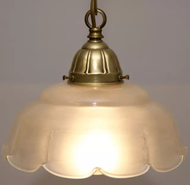 Antik Stil im Jugendstil Glas Schirm Hängelampe Deckenlampe 1flammig Messing Led