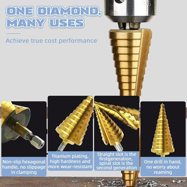 3Pcs Step Drill Bit Titanium Plating Wood Hole Cutter Cone Drill Power Tools Set 2