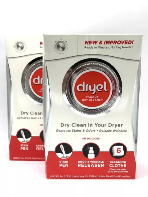 (Lot of 2) Dryel Home Dry Cleaner Starter Kit w/6 Cleaning Cloths, Fresh Scent