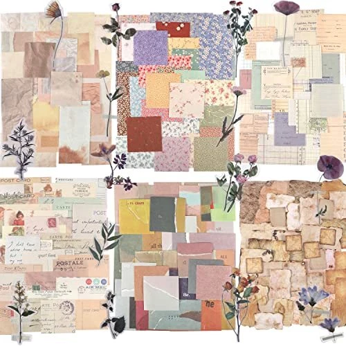 Kit de 445 piezas de colección de libros de recortes papel diario suministros de álbum de recortes estética...