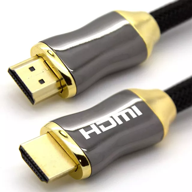 2 x Câbles HDMI Nylon Haute Vitesse 1m/2m/5m/10m/20m v2.0 4K 2160p Support 3D