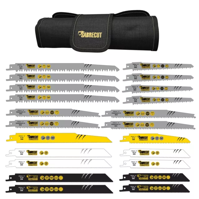 SabreCut 22 Reciprocating Sabre Saw Blades Combo Wood & Metal fits Bosch Makita