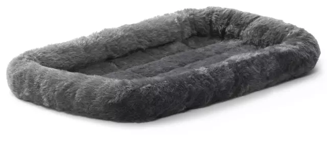 MidWest Homes 22L-Inch Gray Bolster Dog/Cat Bed XS Breeds Machine Washable