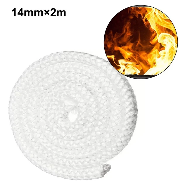 Junta de cable de fibra de vidrio cable de sellado 14 mm 2 m de longitud cable de fuego quemador de madera blanco