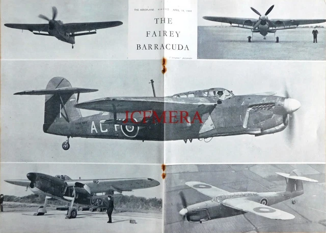 FAIREY BARRACUDA AEROPLANE Original Clipped WW2 Magazine Photo 
