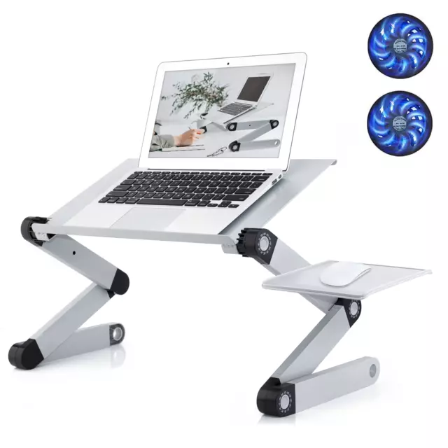 Adjustable Laptop Stand, RAINBEAN Laptop Desk with 2 CPU Cooling USB Fans