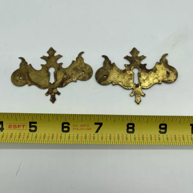 Antique Sheet Brass Escutcheon Small Key Hole Restoration  Set Of 2