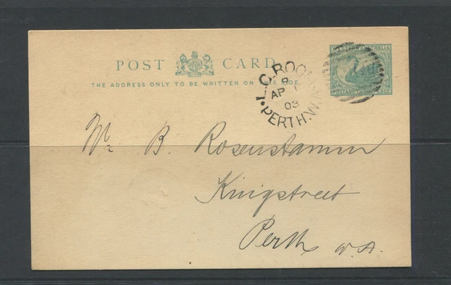 Western Australia 1903 11/2D Opt Letter Card L.g.room Perth . Very Fine.
