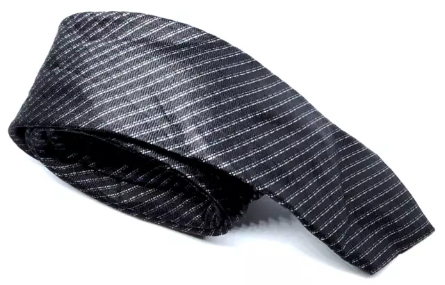 Calvin Klein Tie Mens Grey Striped Slim Silk Viscose Blend 2" Width 61" Long