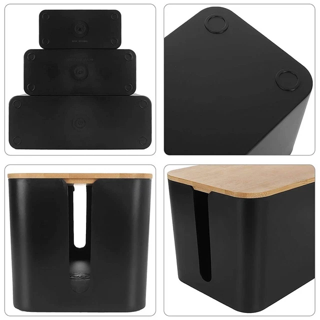 Boîte de gestion de câble couvercle en bois pack de 3 simplifiez l'organisatio