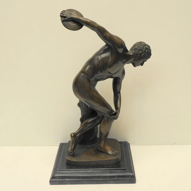 Estatua discobolo Art Deco Estilo Art Nouveau Estilo Bronce sólido Firmado