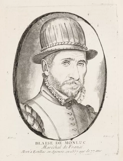 Soldat Blaise de Monluc, Kupferstich Barock Porträt Unbekannt (17.Jhd)