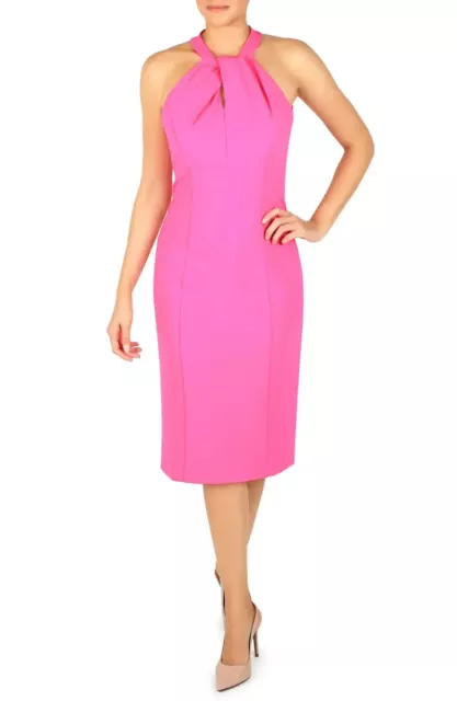 JULIA JORDAN Women's Size 6 Fuchsia Pink Twist Halter Neck Sheath Dress