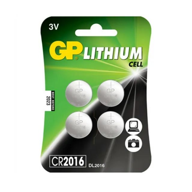 GP Lithium Coin Cell CR2016 Motherboard Batteries for PC Laptop Camera Pack of 4