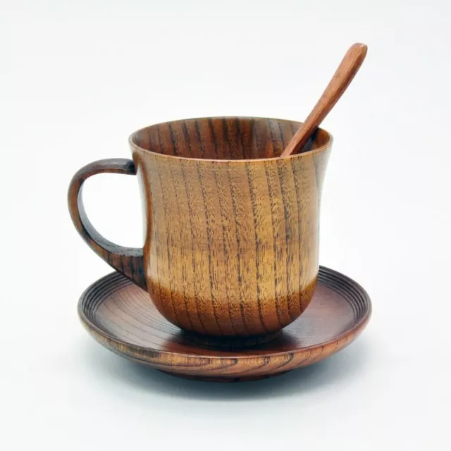 3pcs/set Wooden Cup Spoon Tea Set Wood Drinkware Coffee Tea Set Tool Accessories