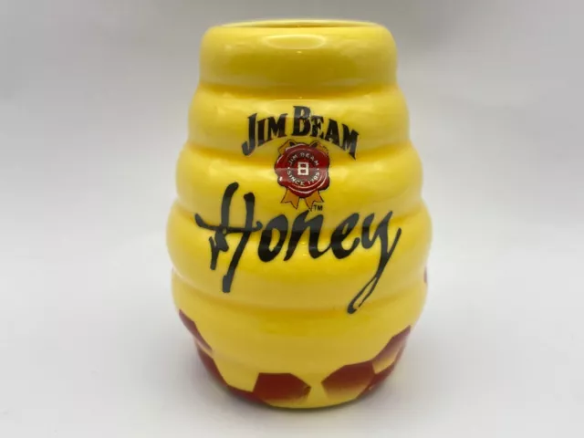 Jim Beam Whiskey Honey Shot Glass Ceramic 2.5" Honeycomb Graphic Whiskey