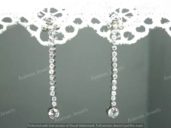 1.50 CT Round Moissanite Art Deco Drop Dangle Women Earrings 925 Sterling Silver