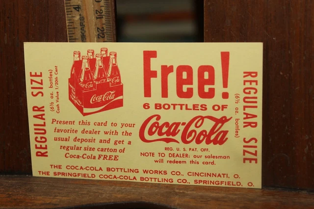VINTAGE COKE COCA Cola Free Carton Coupon 1970's Cincinnati OH ...