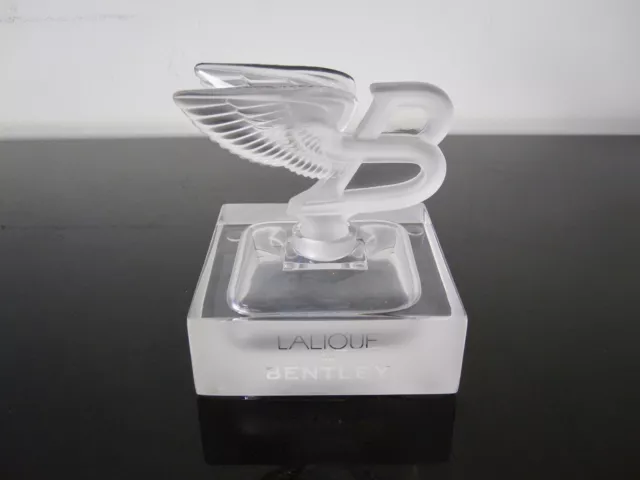Signed Lalique France Dummy Bentley Crystal Perfume Bottle. Collar crack