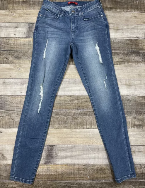 Jennifer Lopez Jeans Womens 2 Skinny Distressed Straight Leg Blue Denim Casual