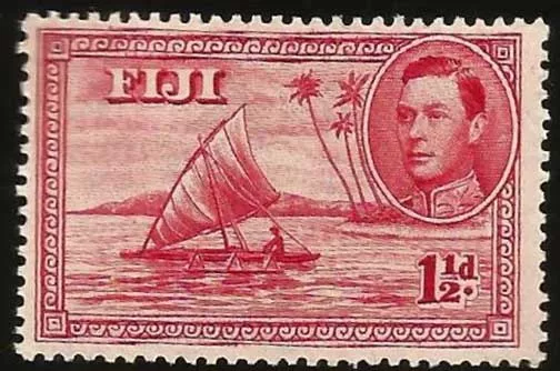 1940s FIJI INSELN KANU & KÖNIG GEORGE VI MINT UNGEBRAUCHT POSTFRISCH