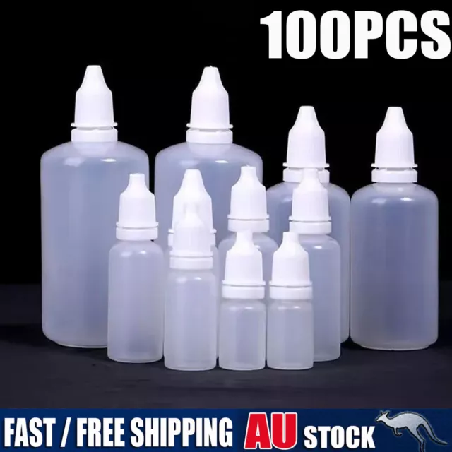 100X 7Sizes Plastic Empty Dropper Bottle Squeezable Drop Liquid Container Bottle