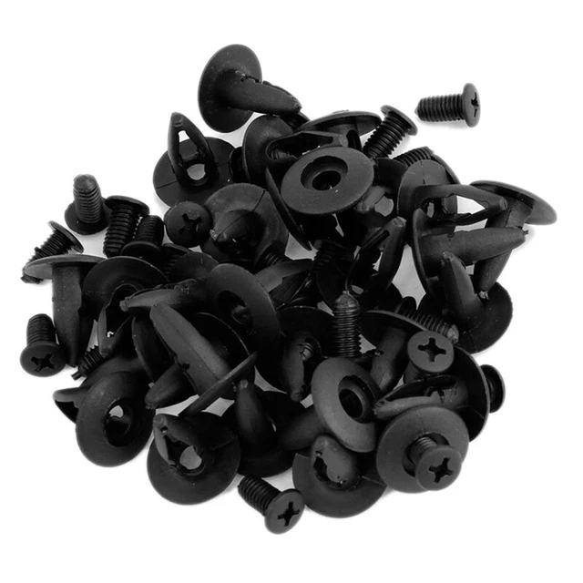 Lot De 25 Clips De Porte Auto - Rivets Plastique Noir 8mm - Pour Voiture, Bus, Camping-car