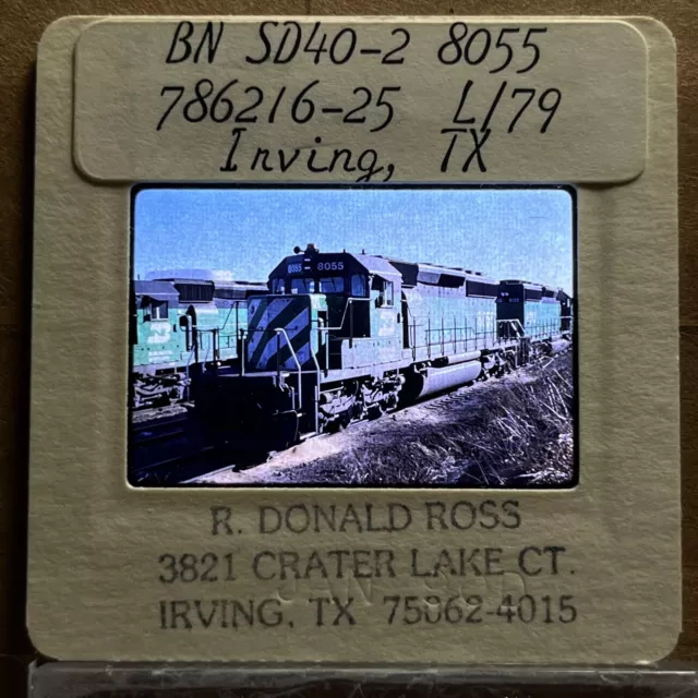Original Railroad Slide BN SD40-2 8055 at Irving, TX 1979? R. Donald Ross