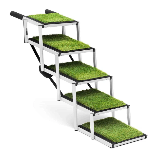 Hundetreppe Auto Hunderampe faltbar 68 kg Aluminium Kunstrasen Höhe 64 cm
