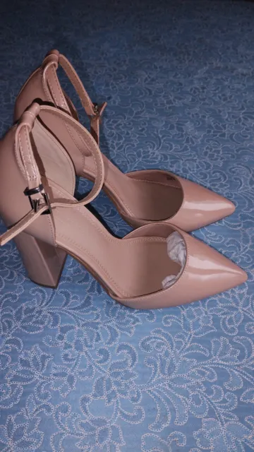 Brand New ASOS High Block Heels Shoes In Nude Size 4.5 UK