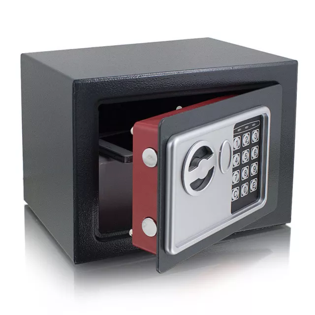 Kleiner elektronischer Mini Safe Tresor Schranktresor mit Zahlenschloss Grau